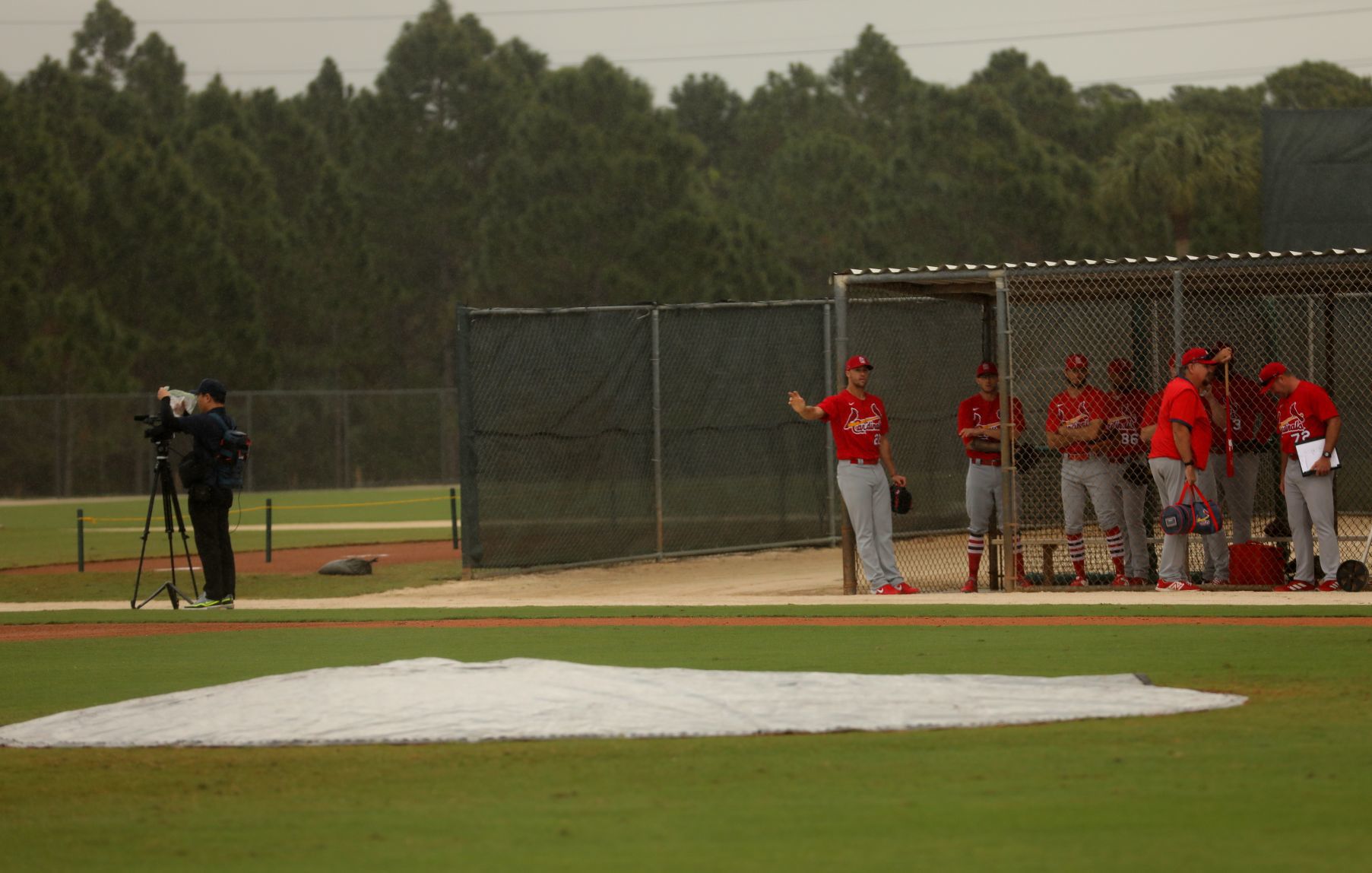 Rain shows during Saturday workout at Spring Training